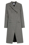 Alexander Mcqueen Wool Houndstooth Coat In Black/ivory