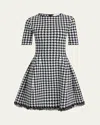 Alexander Mcqueen Fringe Trim Houndstooth Round Neckline Short Sleeves In Black Ivory