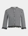 Alexander Mcqueen Houndstooth Polo Top In Black Ivory