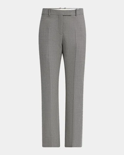 Alexander Mcqueen Houndstooth Kickflare Ankle Trousers In Leadivory