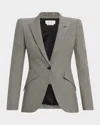 Alexander Mcqueen Single-breasted Houndstooth Blazer In Gray
