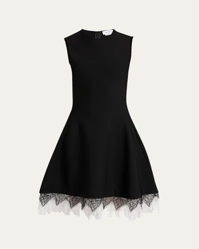ALEXANDER MCQUEEN LACE-HEM VOLUME SLEEVELESS DRESS