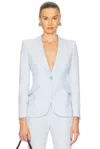 Alexander Mcqueen Single-breasted Blazer Jacket In Shirting Blue