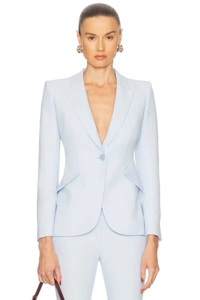 Alexander Mcqueen Single-breasted Blazer Jacket In Pearl Blue