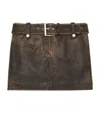 Alexander Mcqueen Belted Leather Mini Skirt In Brown