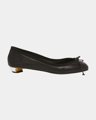 Alexander Mcqueen Leather Bow Ballerina Flats In Black
