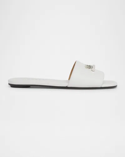 Alexander Mcqueen Leather Cross-bar Slide Sandals In 9081 Ivory Red