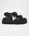 Alexander Mcqueen Leather Dual-grip Platform Sandals In Black/silver