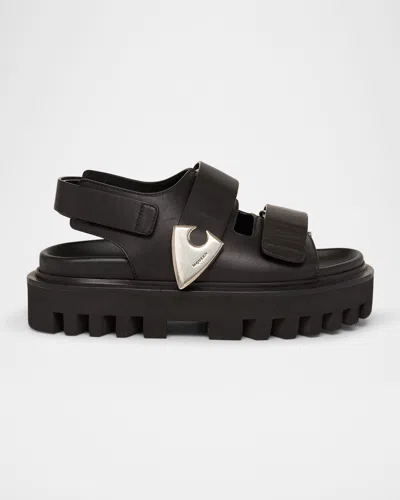 Mcqueen Leather Dual-grip Platform Sandals In Black