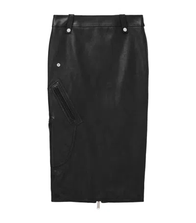 Alexander Mcqueen Leather Pencil Midi Skirt In Black