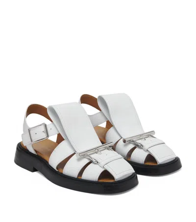 Alexander Mcqueen Leather T-bar Caged Sandals In White
