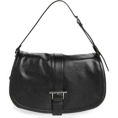 Alexander Mcqueen Mcqueen Maxi T-bar Leather Shoulder Bag In Black/silver