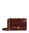 Alexander Mcqueen Medium Croc-embossed Jewelled Satchel Bag In Burgundy