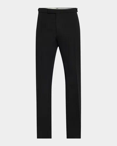 Alexander Mcqueen Men's Barathea Wool Kick Flare Trousers In Black