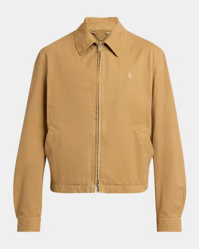 Alexander Mcqueen Mcqueen Embroidered Skull Cotton Twill Jacket In Sand