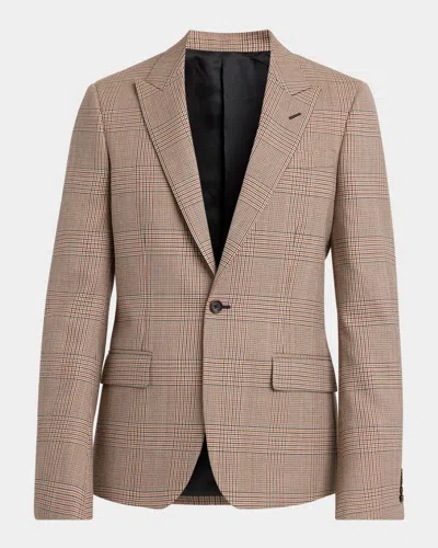 Alexander Mcqueen Men's Check Twill Single-breasted Sport Coat In Beigemulti