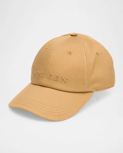 Alexander Mcqueen Men's Cotton Logo Baseball Cap In Beige/tan