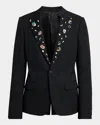 Alexander Mcqueen Men's Crystal Barathea Wool Reverse Jacket In Black