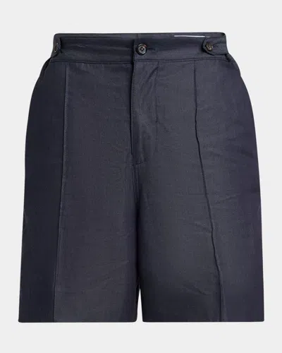 ALEXANDER MCQUEEN MEN'S DENIM PINTUCK SHORTS
