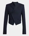 Alexander Mcqueen Mcqueen Shrunken Wool Blazer In Navy