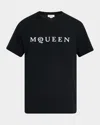 Alexander Mcqueen Logo Print Crewneck T-shirt In Black