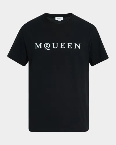 ALEXANDER MCQUEEN MEN'S FLOCKED LOGO T-SHIRT