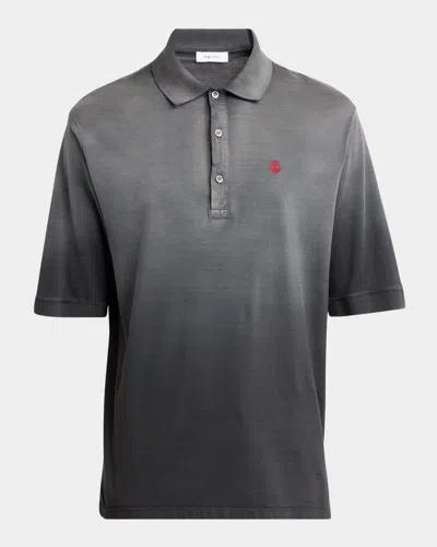 Alexander Mcqueen Men's Oversized Faded Polo Shirt In Black