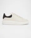 Alexander Mcqueen Men's Oversized Grainy Leather Low-top Sneakers In Naturlblk