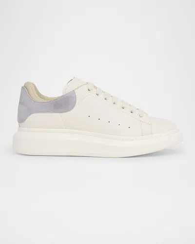 Alexander Mcqueen Men's Oversized Leather Low-top Sneakers In Sand/dkbrn