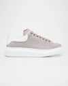Alexander Mcqueen Men's Oversized Suede Low-top Sneakers In Ivory/grey