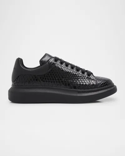 Alexander Mcqueen Men's Python Oversized Sneakers In Black