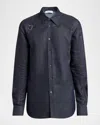 Alexander Mcqueen Mcqueen T-bar Harness Denim Button-up Shirt In Blue