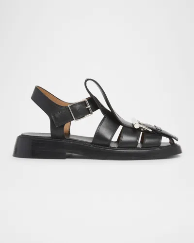 Alexander Mcqueen T-bar Caged Sandal In Black