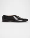 Alexander Mcqueen Men's T-bar Leather Loafers In Blk Silver