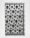 Alexander Mcqueen Mcqueen Skull Check Fringe Scarf In Black/bone