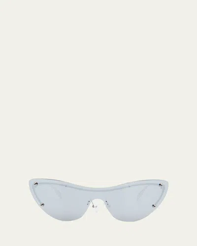 Alexander Mcqueen Metal Cat-eye Sunglasses In Silver