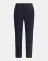 Alexander Mcqueen Black Leaf Crepe Cigarette Trouser In Navy