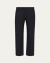 Alexander Mcqueen Mid-rise Straight-leg Crop Trousers In Navy