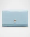 Alexander Mcqueen Mini Skull Croc-embossed Crossbody Bag In Shirting Blue