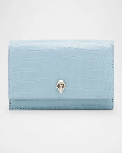 ALEXANDER MCQUEEN MINI SKULL CROC-EMBOSSED CROSSBODY BAG