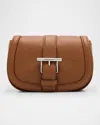Alexander Mcqueen Mini T Bar Leather Saddle Crossbody Bag In Tan Silver
