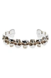 Alexander Mcqueen Multi Skull Cuff Bracelet In Silver