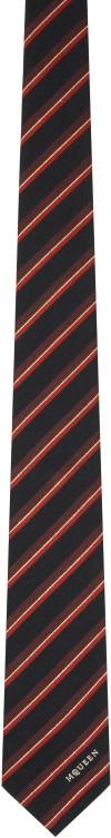 Alexander Mcqueen Mcqueen College Red Gold Stripe Silk & Wool Blend Tie In 4073