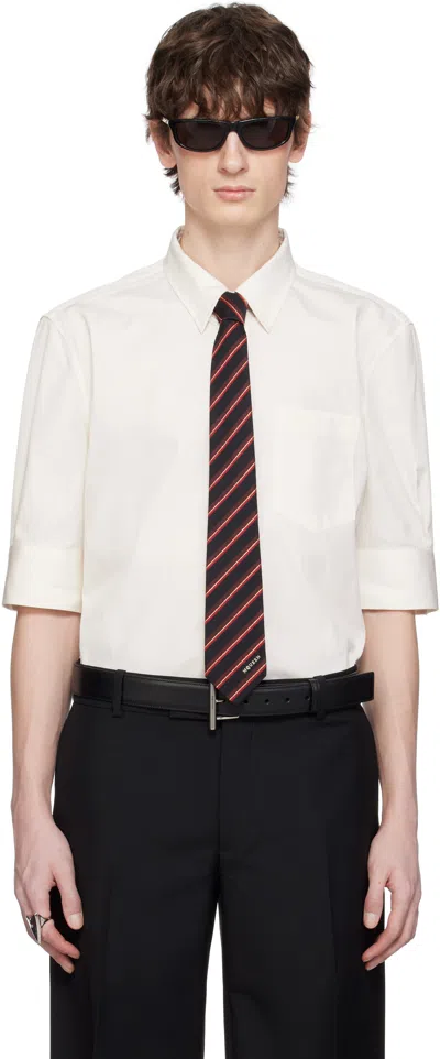 Alexander Mcqueen Off-white Cotton Poplin Deep Cuff Shirt In 9015