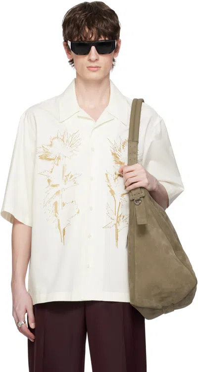 Alexander Mcqueen Off-white Thistle Print Shirt In 9592