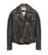 Alexander Mcqueen Oversized Belted Leather Jacket In Brown