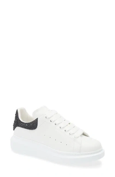 Alexander Mcqueen Mcqueen Oversized Crystal Embellished Sneaker In White/black/jet