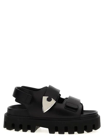 Alexander Mcqueen Parachute Sandals Black In 1064 Black/silver