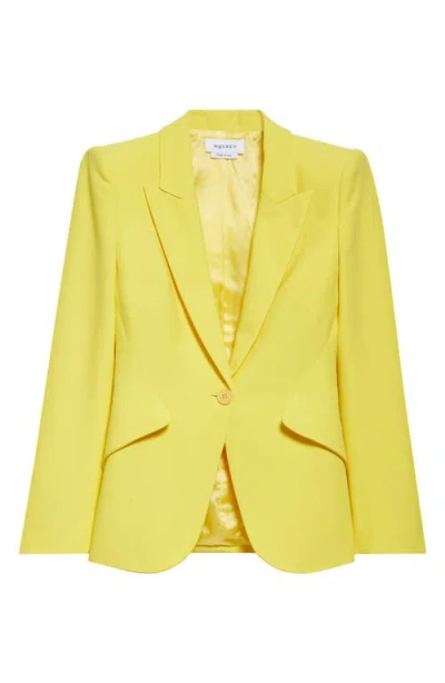 Alexander Mcqueen Mcqueen Peaked Lapel One-button Blazer In English Weld