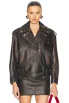Alexander Mcqueen Peeling Leather Oversized Biker Jacket In Dark Brown & Tan
